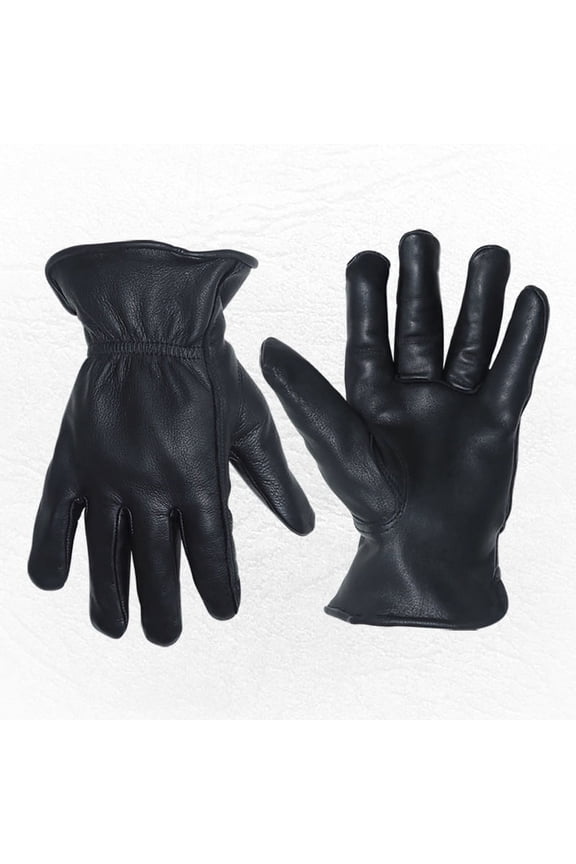 MEN`S FULL GRAIN BLACK DEERSKIN GLOVES LINED 40 GRAM 3M THINSULATE SIZE L