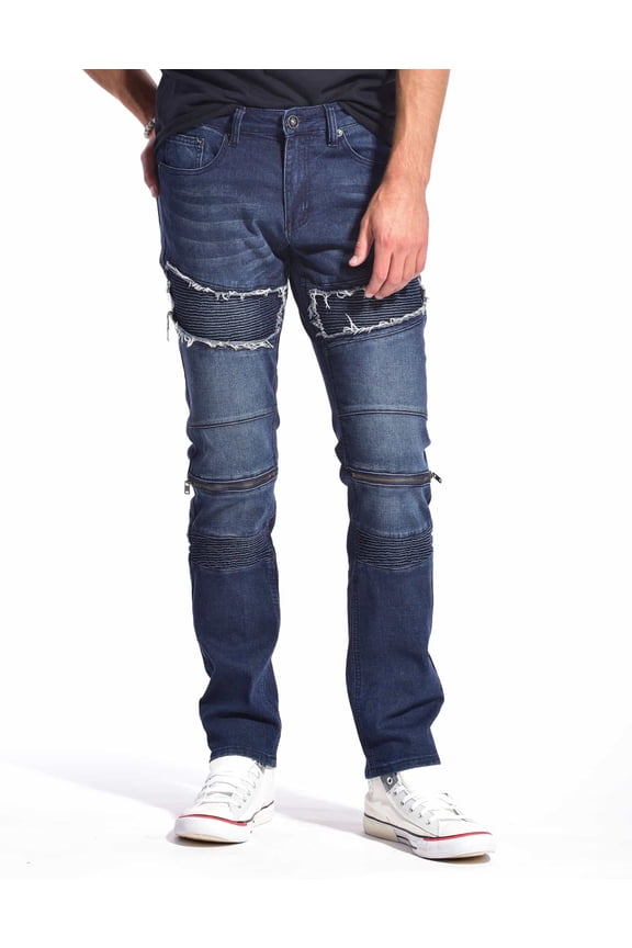 MEN'S GLACIER FIVE POCKETS MOTO SLIM FIT JEANS