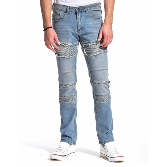 MEN'S GLACIER FIVE POCKETS MOTO SLIM FIT JEANS