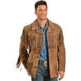 thumbnail image 1 of Scully Leather Mens Boar Suede Button Front Fringe Jacket Cinnamon 4X, 1 of 5