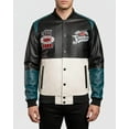 thumbnail image 1 of Men's Jonadab Vegan Leather Racing Jacket - Black/Teal, Small, 1 of 5