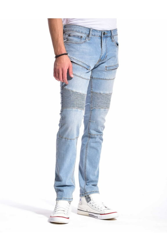 MEN'S LARKSPUR FIVE POCKETS MOTO SLIM FIT JEANS