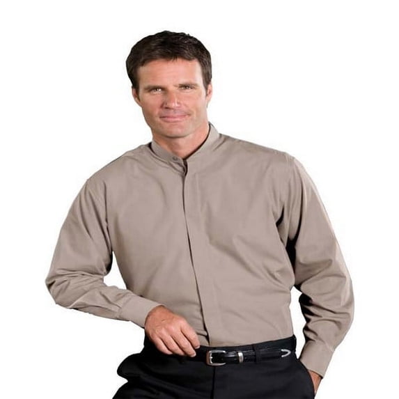 MEN'S LONG SLEEVE BANDED COLLAR SHIRT
