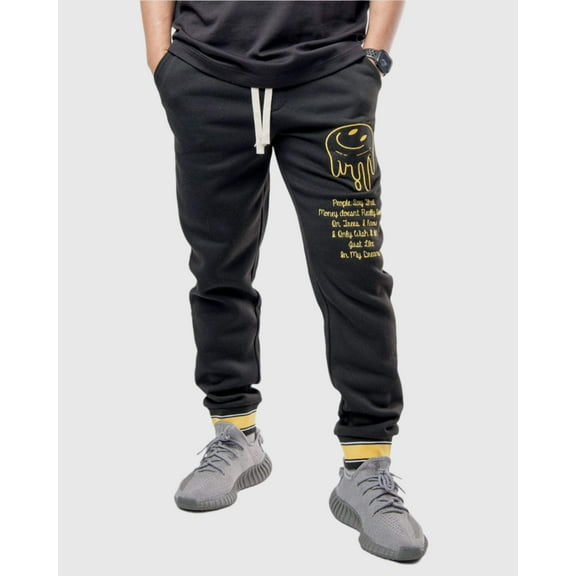 Men's Money Maker Fleece Varsity Joggers Black/Yellow Small