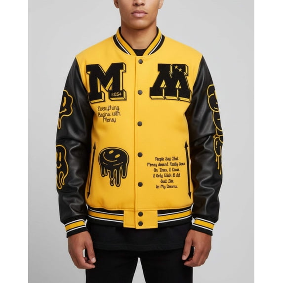 MEN'S MONEY MAKER WOOLEN PATCHED VARSITY JACKET