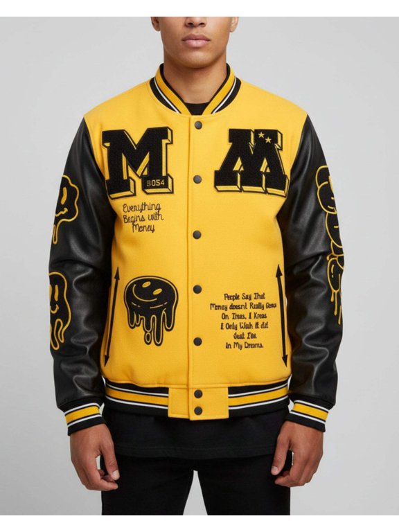 MEN'S MONEY MAKER WOOLEN PATCHED VARSITY JACKET