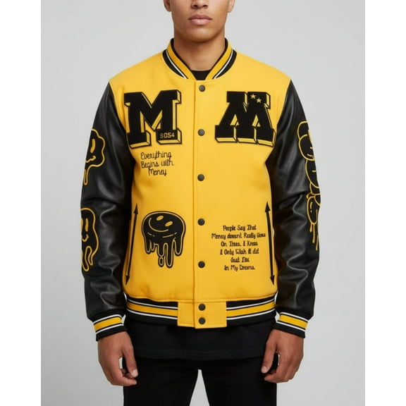 MEN'S MONEY MAKER WOOLEN PATCHED VARSITY JACKET
