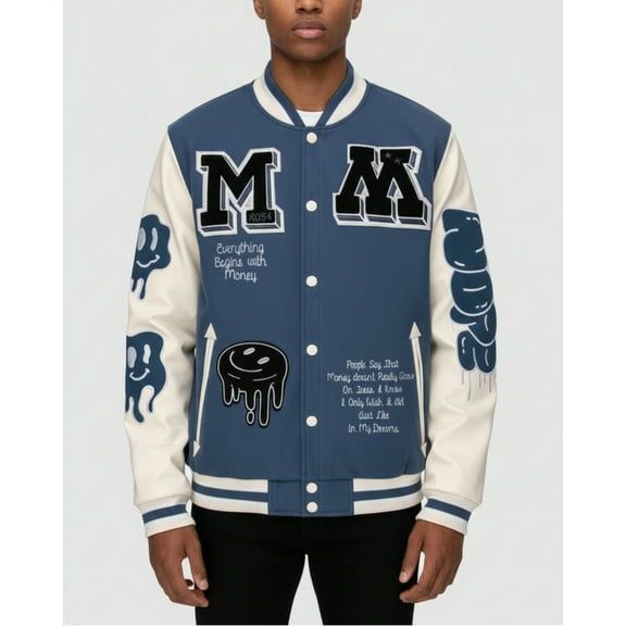 MEN'S MONEY MAKER WOOLEN PATCHED VARSITY JACKET