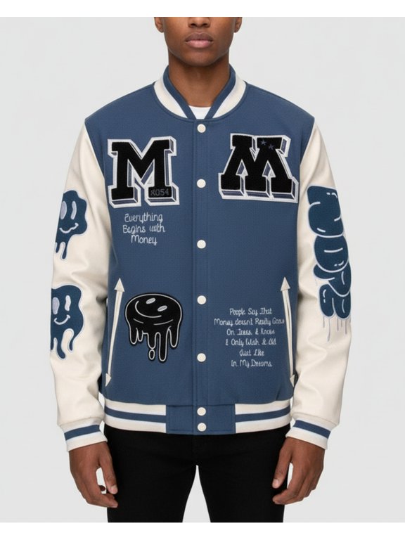 MEN'S MONEY MAKER WOOLEN PATCHED VARSITY JACKET