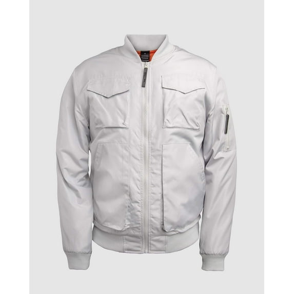 Men's Obadiah Microfiber Utility Bomber Jacket - Light Gray, Small
