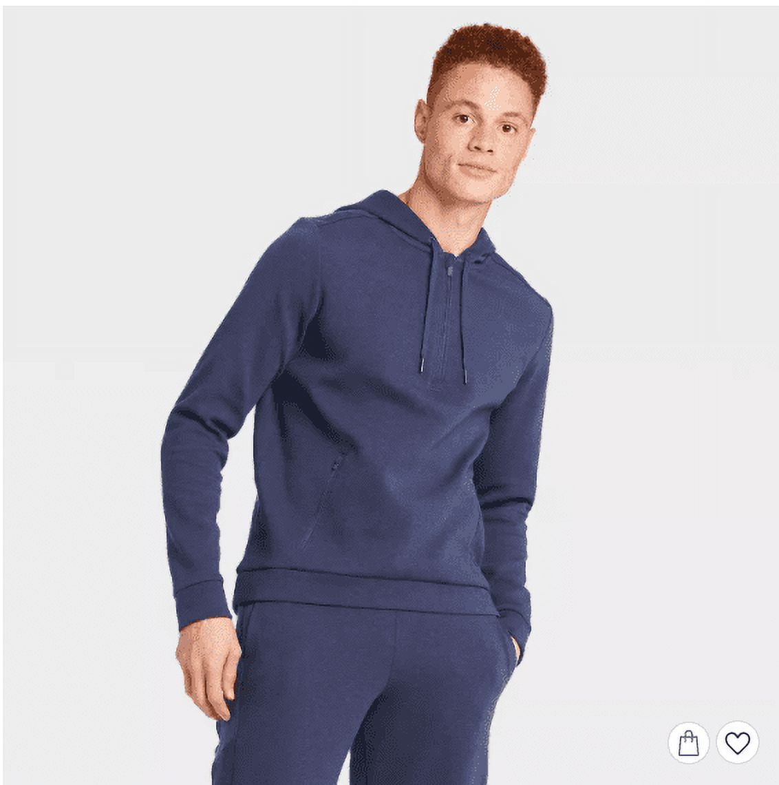 MEN'S PREMIUM FLEECE 1/4 ZIP HOODIE BLUE XL ALL IN MOTION