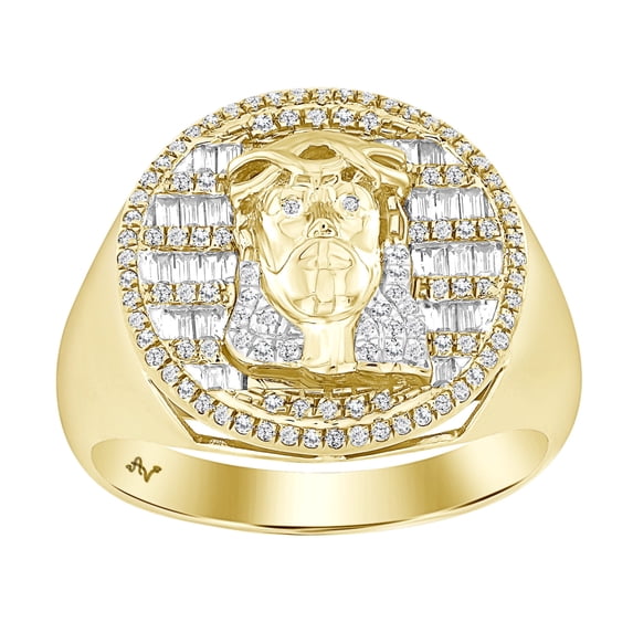 Bellano Men's Ring 0.50CT Round/Baguette Diamond 10K Yellow Gold