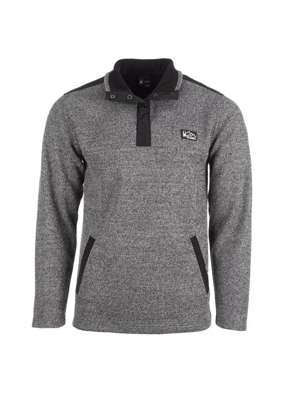 MENS SPYDER KNIT SWEATER JACKET 1/4 SNAP BUTTON - SIZE: XL - CHARCOAL HEATHER