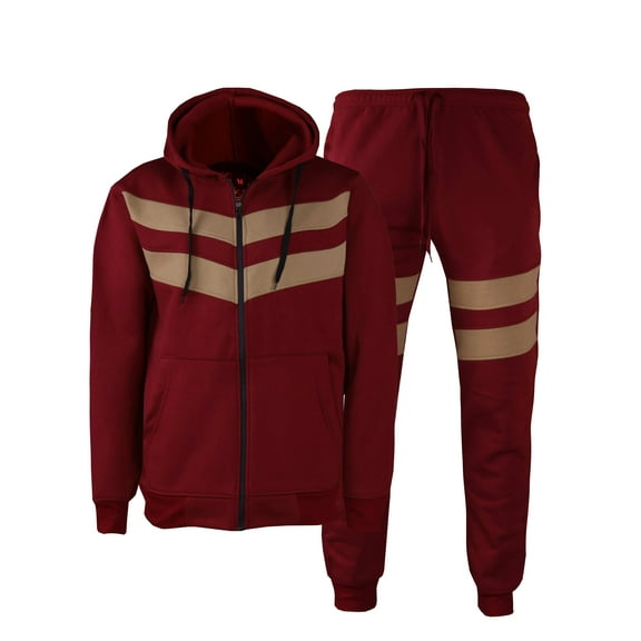 MEN'S TRIPLED FASHION WARM JOGGER FLEECE SWEATSUIT W/DRAWSTRINGS