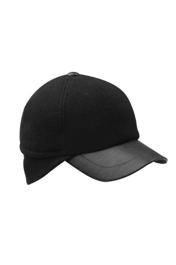 MEN'S WOOL CAP W/ WARMER FLAP - Black 58CM