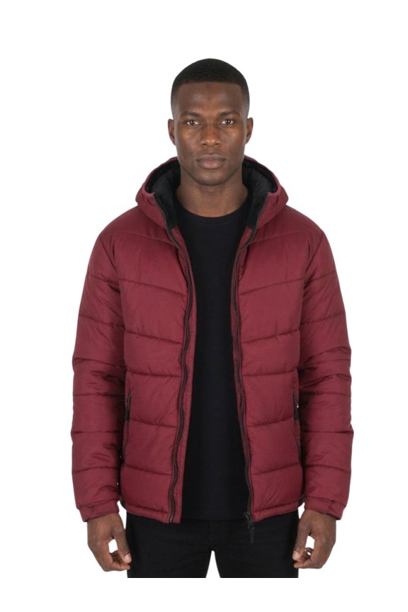 MEN SOLID ZIP UP WARM HEAVY PUFFER FLEECE LINED JACKET