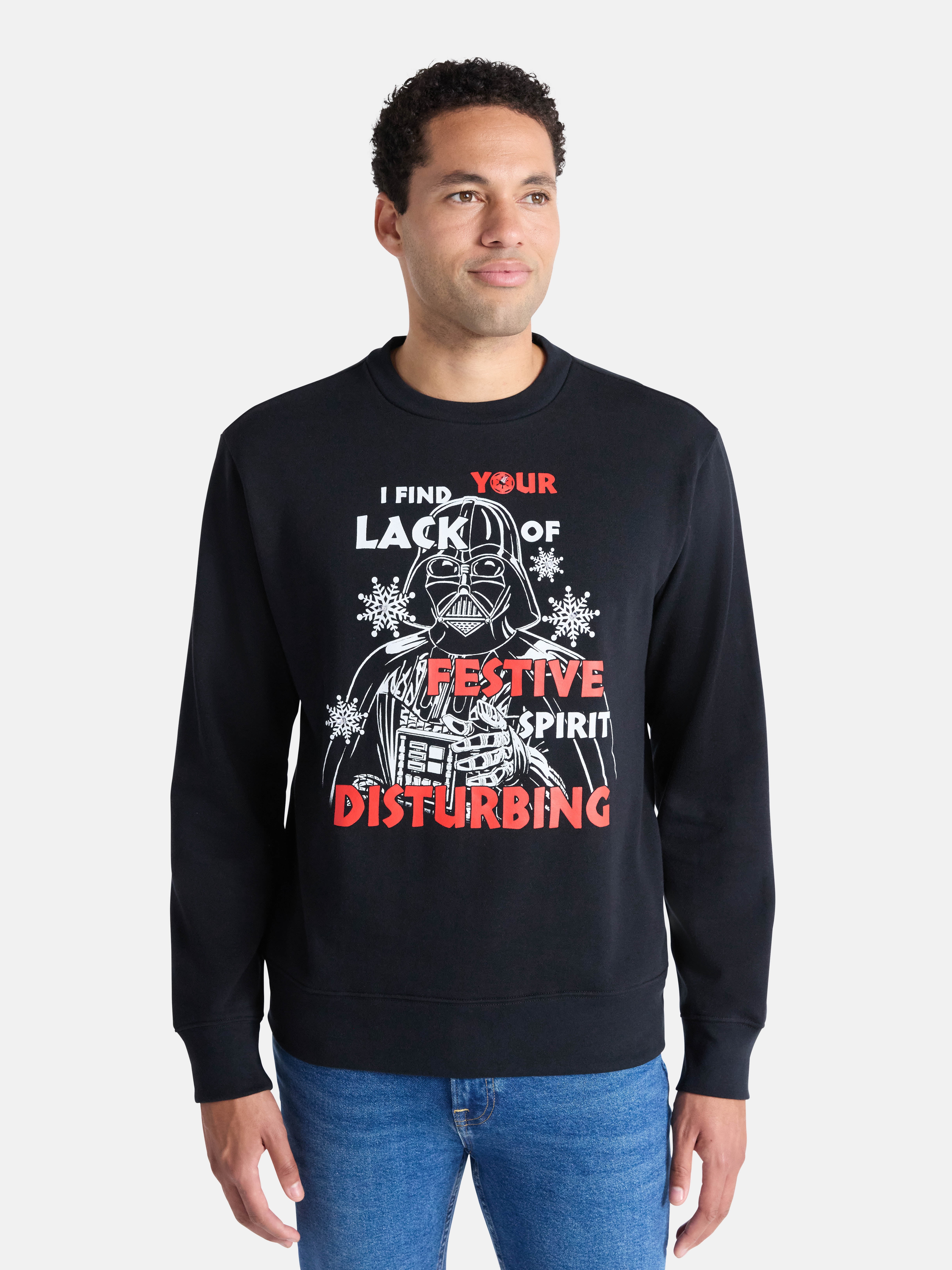 Darth Vader Men's and Big Men's Holiday Graphic Light Up Sweatshirt, Sizes XS-3XL