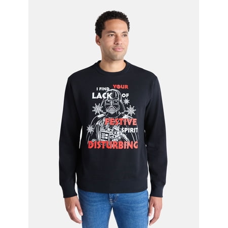 Star Wars Darth Vader Men's and Big Men's Holiday Graphic Light Up Sweatshirt, Sizes XS-3XL