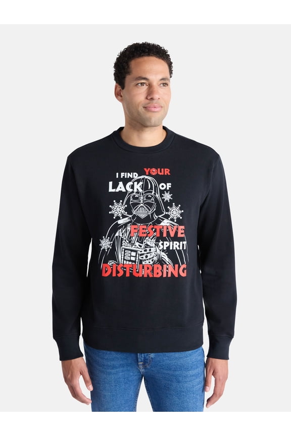Darth Vader Men's and Big Men's Holiday Graphic Light Up Sweatshirt, Sizes XS-3XL