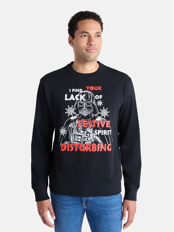 Darth Vader Men's and Big Men's Holiday Graphic Light Up Sweatshirt, Sizes XS-3XL