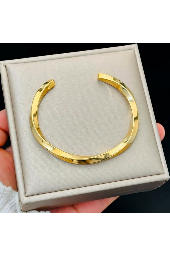 MEN TWISTED C BANGLE WITH SMALL WRIST MOBIUS BRACELET ANTIQUE SILVER COLOR STACKING CUFF BANGLE 14K White Gold UNISEX JEWELRY