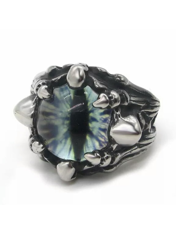 MENDEL Cool Mens Stainless Steel Dragon Claw Blue Evil Eye Eyeball Ring Sz 7-13