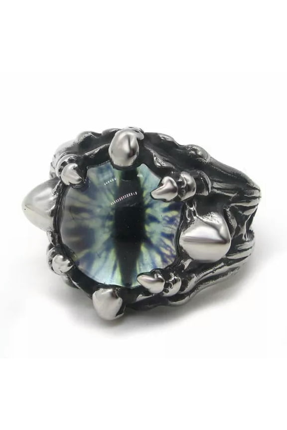 MENDEL Cool Mens Stainless Steel Dragon Claw Blue Evil Eye Eyeball Ring Sz 7-13