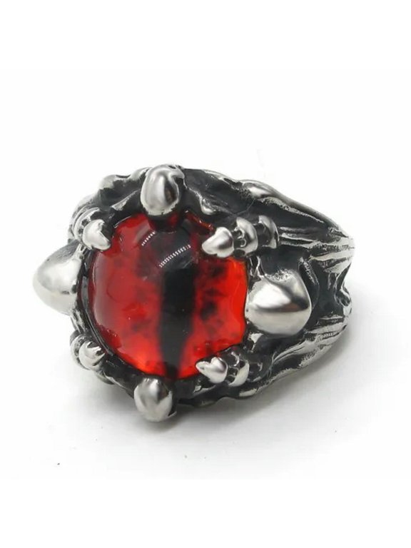 MENDEL Cool Mens Stainless Steel Dragon Claw Blue Evil Eye Eyeball Ring Sz 7-13