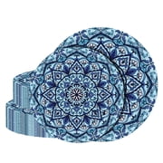 MENDENG 100 Pack Boho Paper Plates 50 7"+ 50 9"   Disposable Plates Dessert Dinner Plates Blue