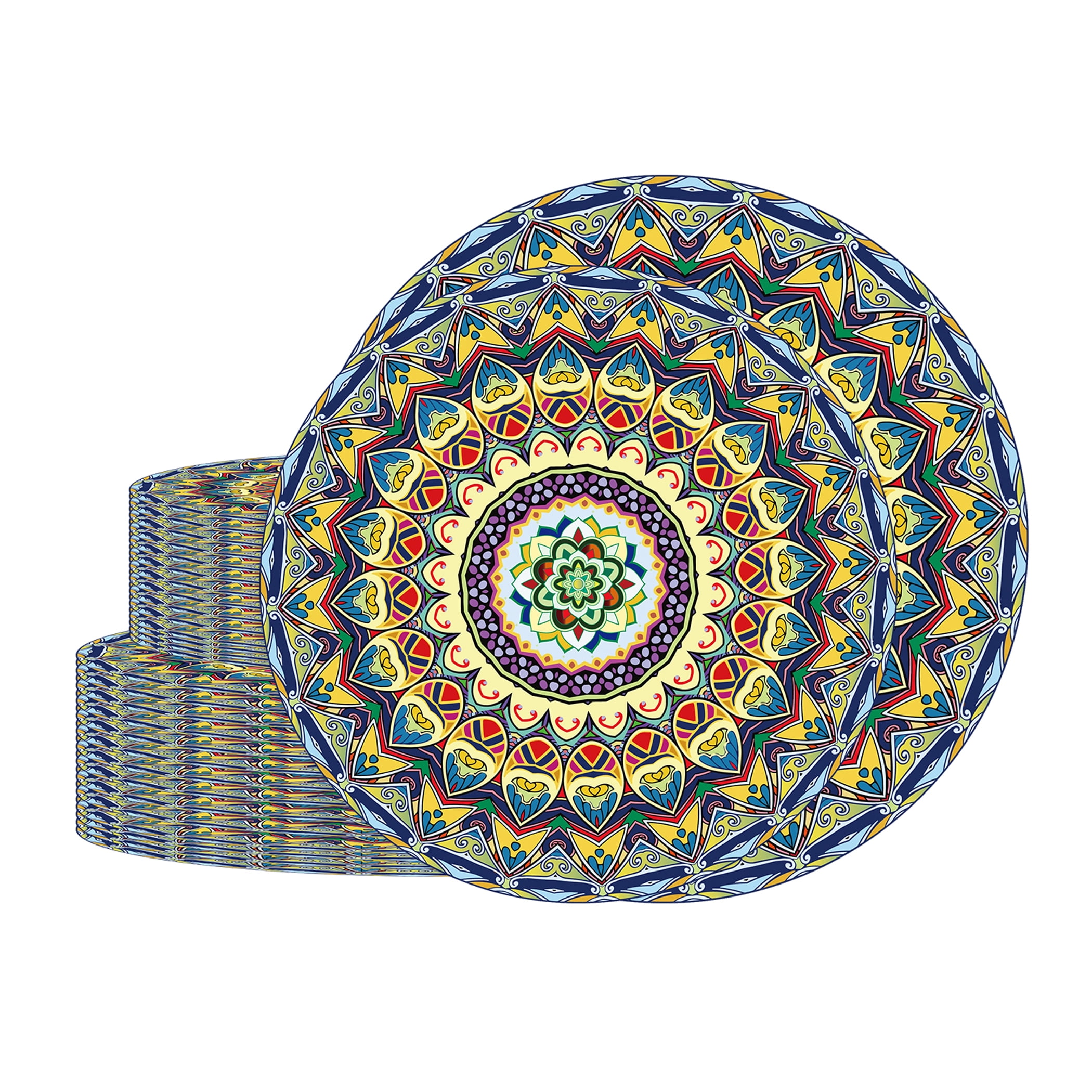 MENDENG 100PCS Boho Paper Plates – 7 Inch & 9 Inch Disposable Plates for Birthday Holiday Party