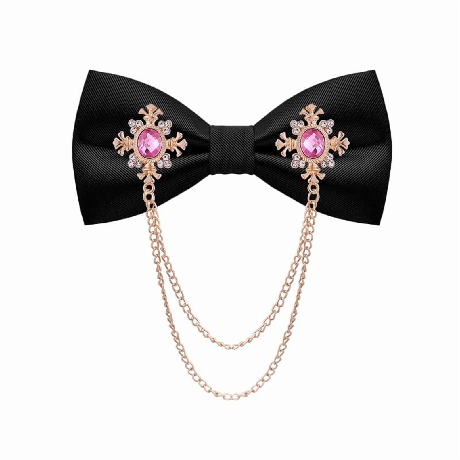 MENDENG Black Bow Tie Pre-Tied Adjustable Mens Bow Ties