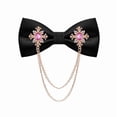 thumbnail image 1 of MENDENG Black Bow Tie Pre-Tied Adjustable Men Bow Ties Rhinestones Chain Bowties Formal (Gold/Pink), 1 of 6