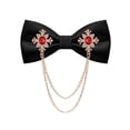 thumbnail image 1 of MENDENG Black Bow Tie Pre-Tied Adjustable Mens Bow Ties Rhinestones Chain Bowties Tuxedo (Gold/Red), 1 of 6