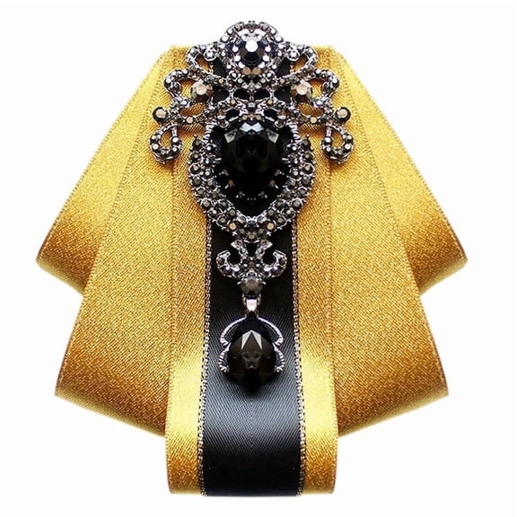 MENDENG Bow Ties for Men Wedding Suit Banquet Dress Fashion Solid Pre-Tied Crystal Brooch Pins Mes Neckties