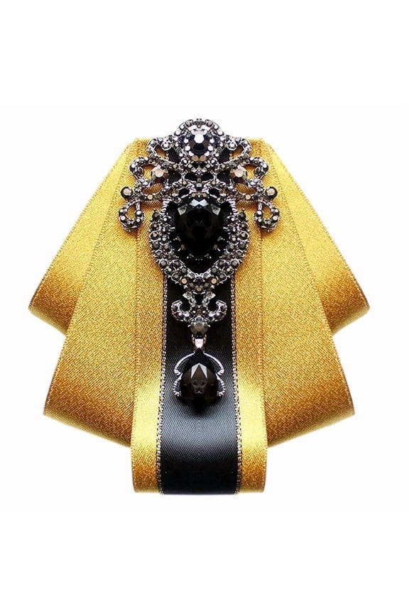 Bow Ties for Men Wedding Suit Banquet Dress Fashion Solid Pre-Tied Crystal Brooch Pins Mes Neckties