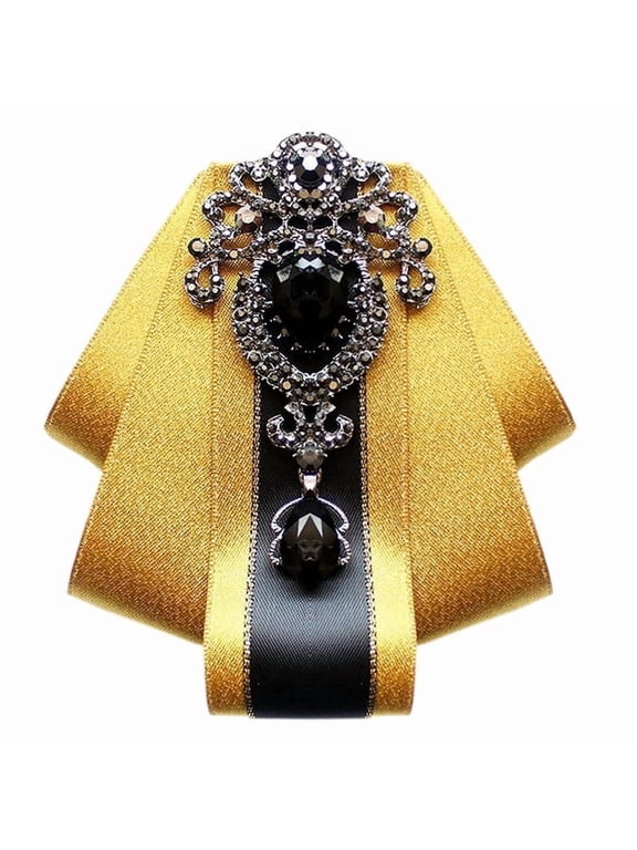 Bow Ties for Men Wedding Suit Banquet Dress Fashion Solid Pre-Tied Crystal Brooch Pins Mes Neckties