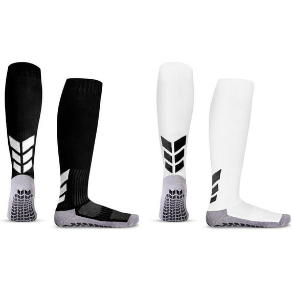 MENDENG Grip Socks Soccer Non Slip Socks for Men Basketball Socks for Sports Grip Pads Black White