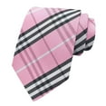 thumbnail image 1 of MENDENG Men's 3.15"（8cm）Pink Plaid Striped Neckties - Stylish Neck Ties for Men Weddings & Parties, 1 of 5