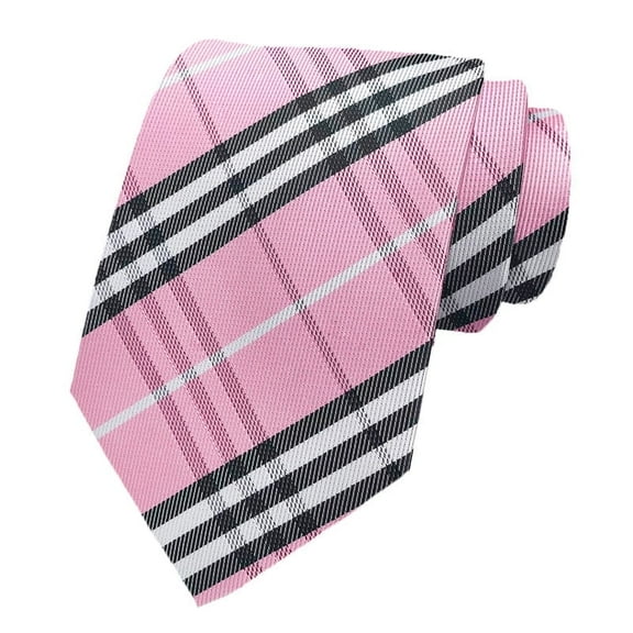 MENDENG Men's 3.15"（8cm）Pink Plaid Striped Neckties - Stylish Neck Ties for Men Weddings & Parties