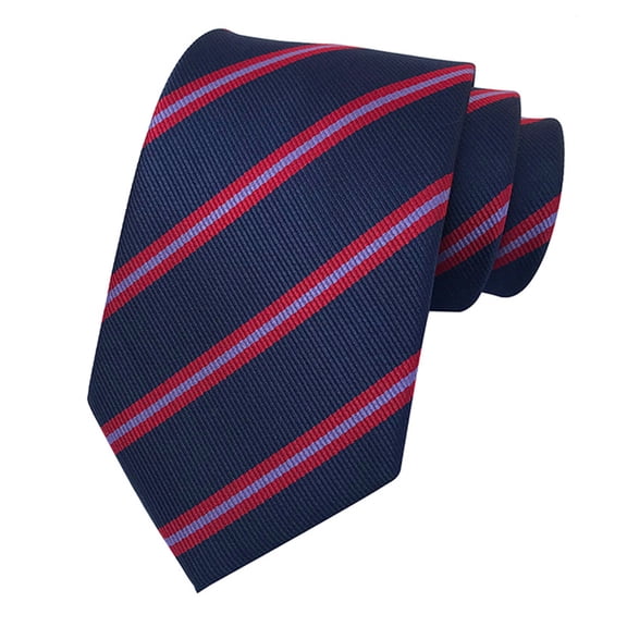 MENDENG Men's Classic Neckties Jacquard Woven Striped Ties for Men Business Wedding Party Navy Red