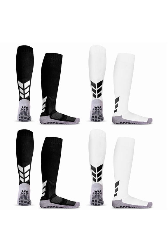 Mens Grip Socks Soccer Grippy Socks for Men Non Slip Basketball Socks for Sports 4 Pack
