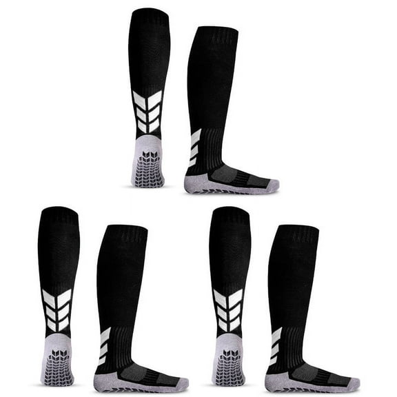 MENDENG Mens Grip Socks Soccer Non Slip Socks for Men Basketball Socks for Sports Grip Pads 3Black