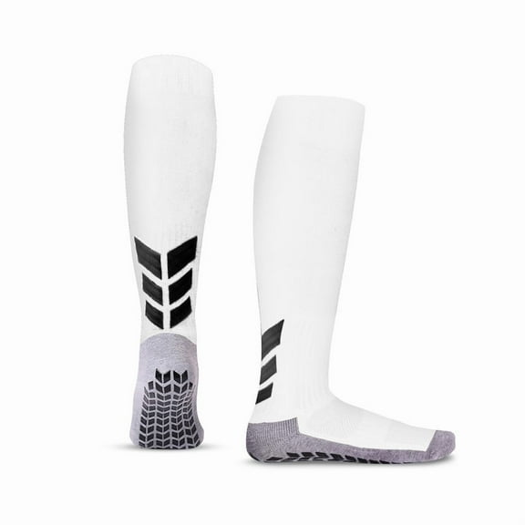 MENDENG Mens Grip Socks Soccer Non Slip Socks for Men Basketball Socks for Sports Grip Pads White