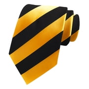 MENDENG Ties for Men Black and Gold Striped Formal Men's Neckties Business Woven Jacquard Tie