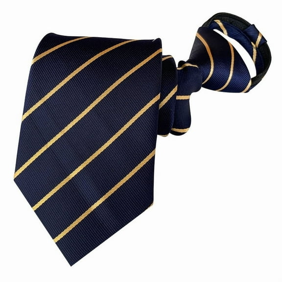 MENDENG Navy 3.15" Adjustable Zipper Ties for Men Stripes Woven Neckties for Business Office Party