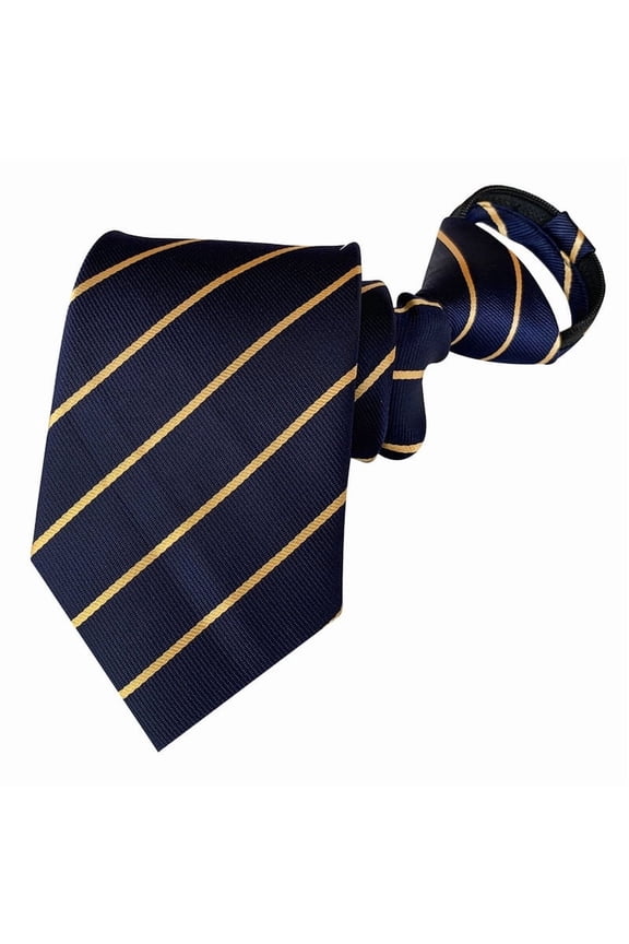 Navy 3.15" Adjustable Zipper Ties for Men Stripes Woven Neckties for Business Office Party