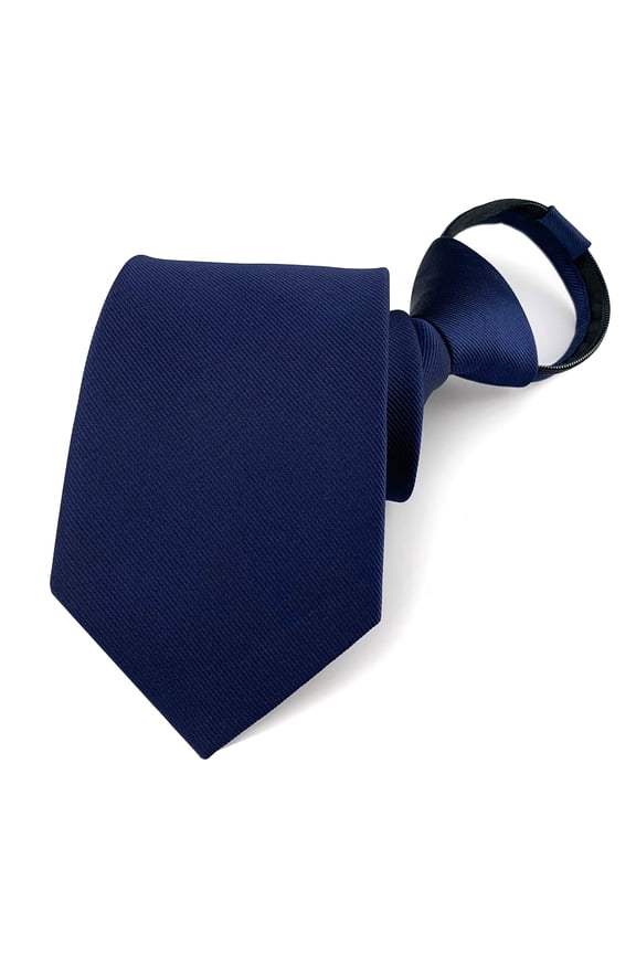 Navy Zipper Ties for Men Adjustable 3.15" Woven Neckties for Daily Dress Office Gifts Solid