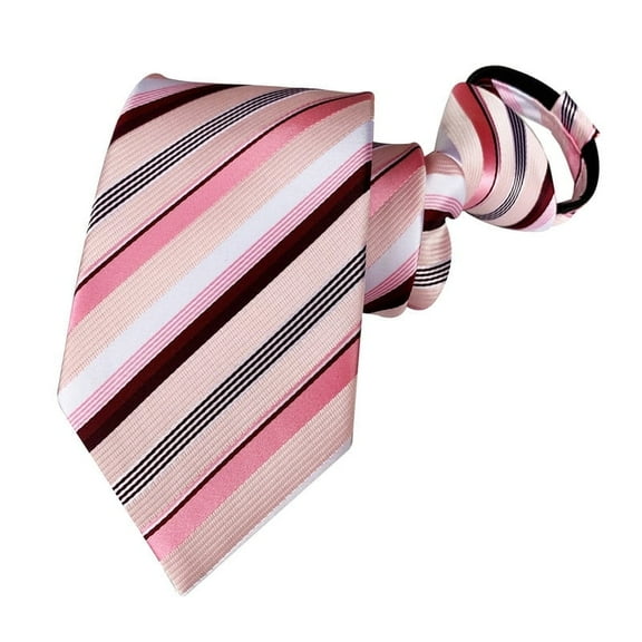 MENDENG Pink 3.15" Adjustable Zipper Ties for Men Woven Striped Neckties for Dances Party Fashion