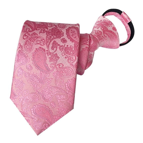 MENDENG Pink Adjustable Paisley Woven Zipper Ties for Men Neckties for Daily Dress Business 3.15"