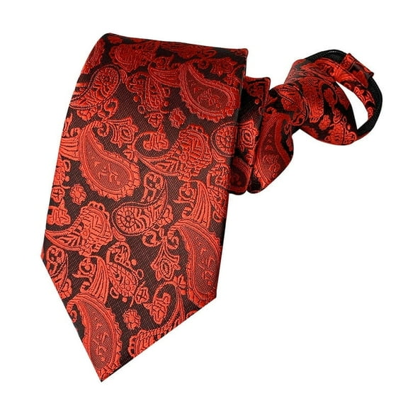 MENDENG Red Adjustable Paisley Woven Zipper Ties for Men Regular Neckties Party Dances Office 3.15"